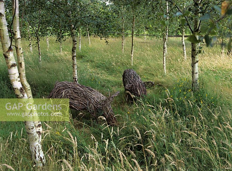 Cochons de saule dans le pré - Jardin Merriments, Sussex