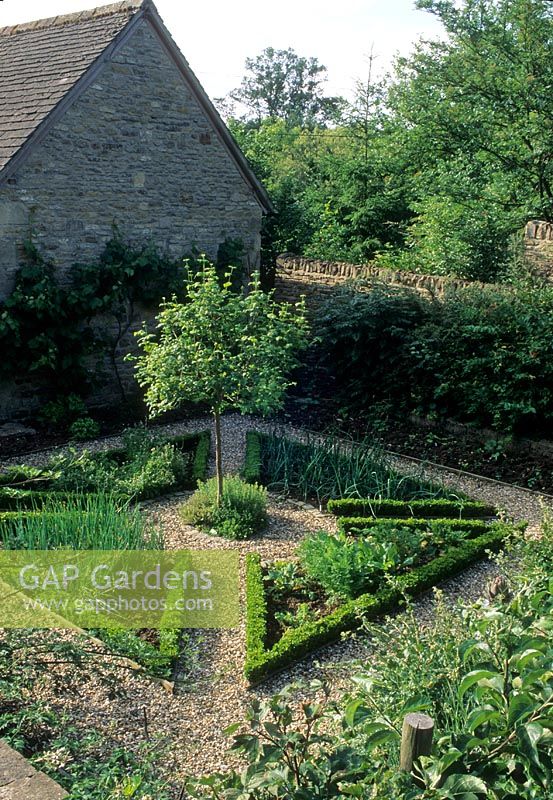 Parterre de jardin potager et d'herbes - Hinton House, Bibury