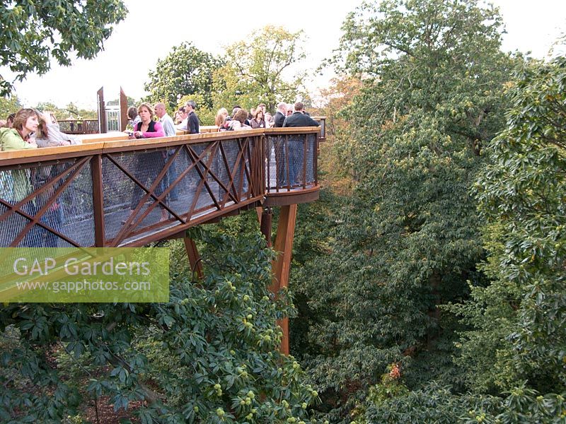 Les gens debout sur Xstrata tree top walkway, Kew Gardens.