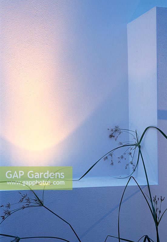 L'éclairage de nuit introduit le drame dans cette conception de jardin minimaliste