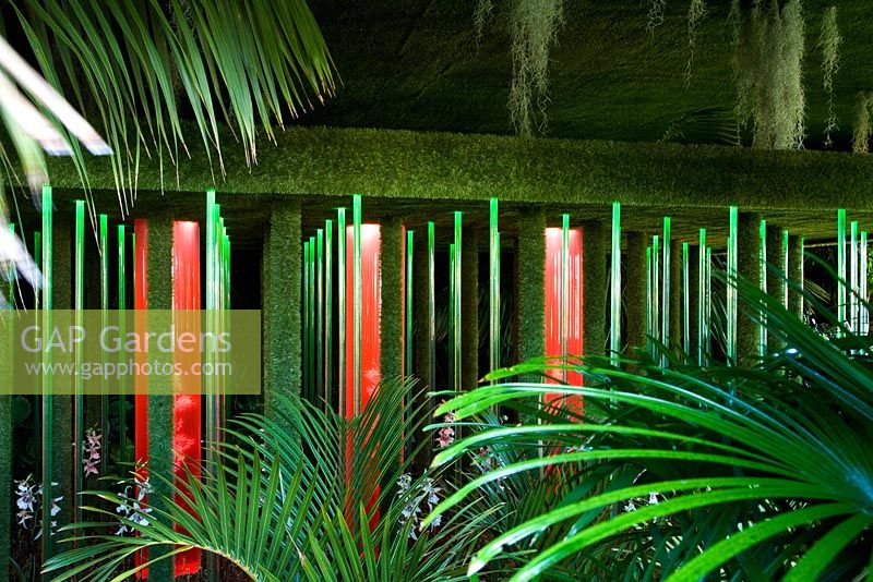 Un jardin inspiré d'une émission de radio sur les sociétés pharmaceutiques qui brevètent des composés synthétisés à partir de plantes de la forêt tropicale - 'Possession' - RHS Hampton Court Flower Show 2012