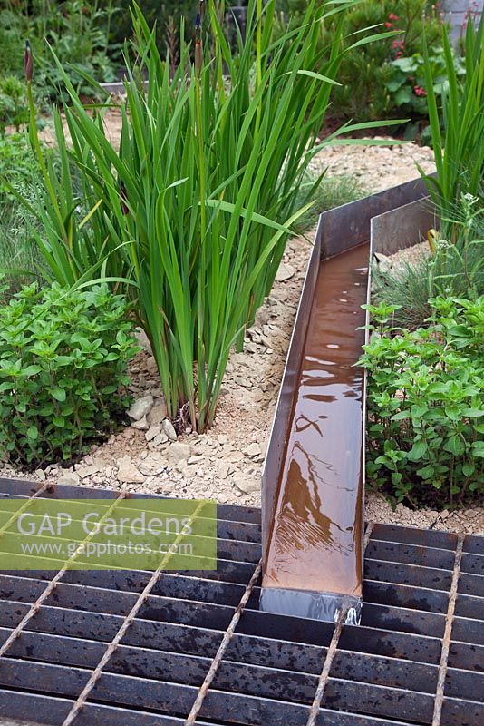 Des canaux d'irrigation traversent le jardin Climate Calm au RHS Chelsea Flower Show 2012