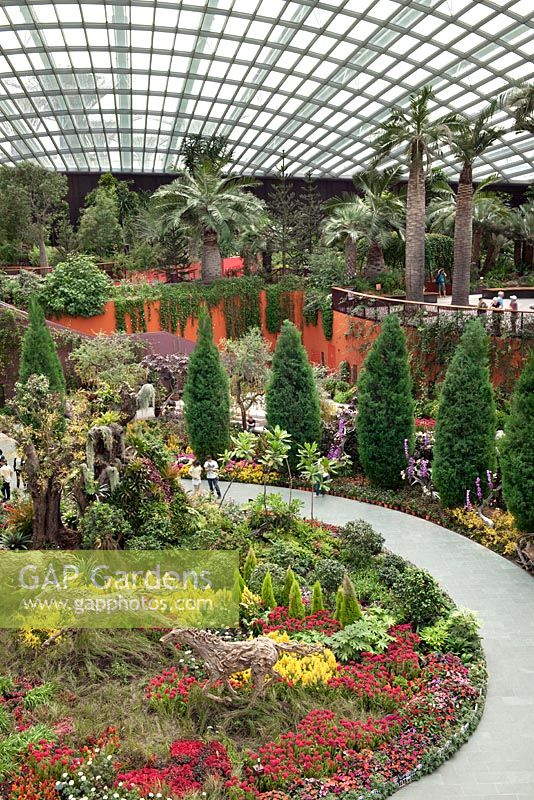 Le jardin méditerranéen dans le dôme des fleurs dans les jardins de la baie, Singapour