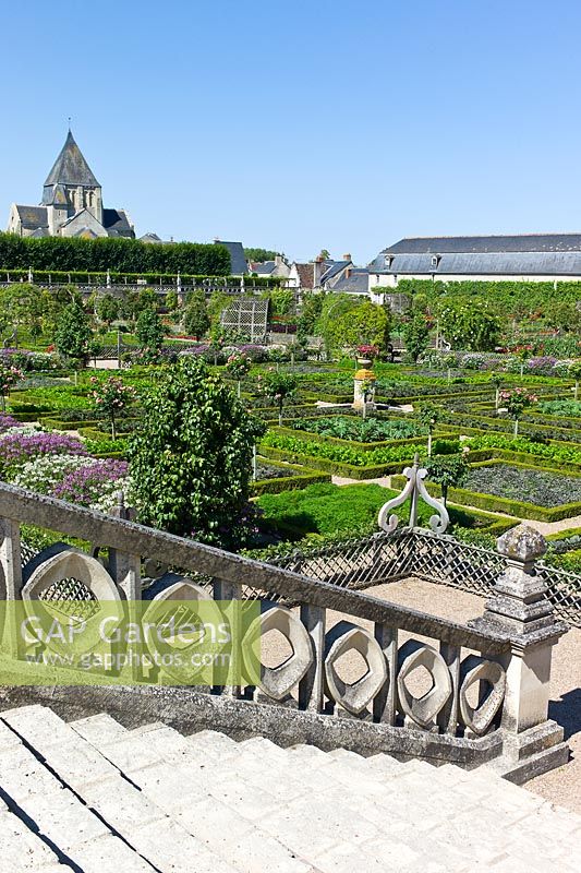Surplombant le jardin potager au château de Villandry, vallée de la Loire, France