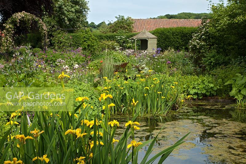 La zone de l'étang, Hall Farm, Harpswell près de Gainsborough, Lincolnshire