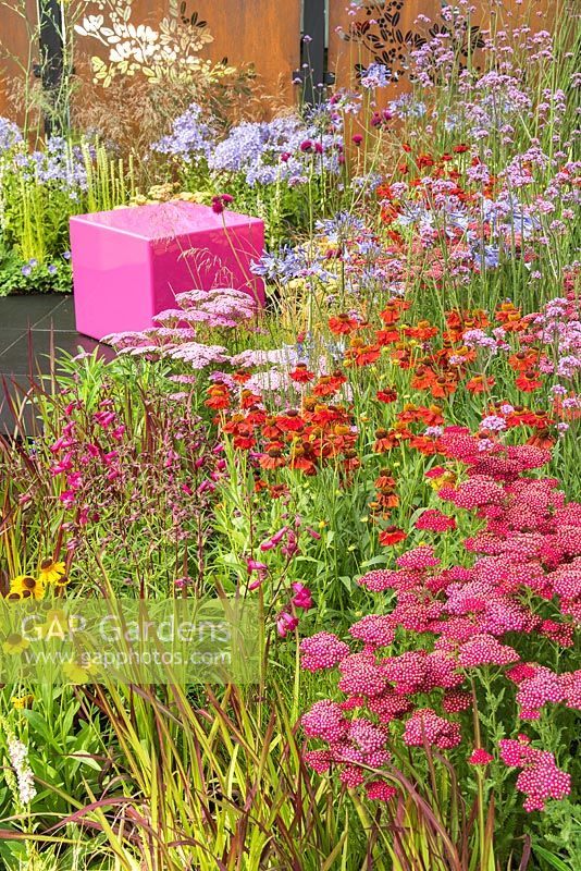 Le jardin Color Box au RHS Hampton Court Flower Show 2017. Concepteurs: Charlie Bloom et Simon Webster. Sponsors: Stark et Greensmith, London Ston