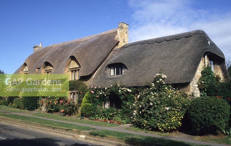 Le Cottage Gloucesteshire chaumière en été avec jardin avant