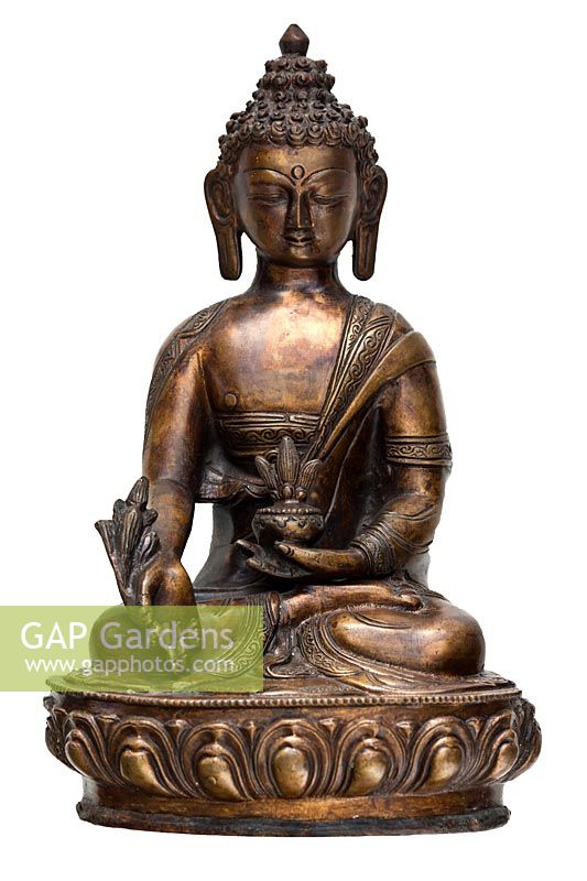 Bronze antique coulé indien hindou lotus siège assis méditation statue Bouddha bhumisparsa mudra terre témoin posture découpe