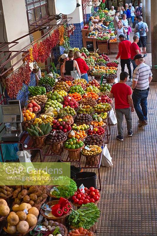 Légumes à vendre au marché aux fleurs de Funchal, Madère.