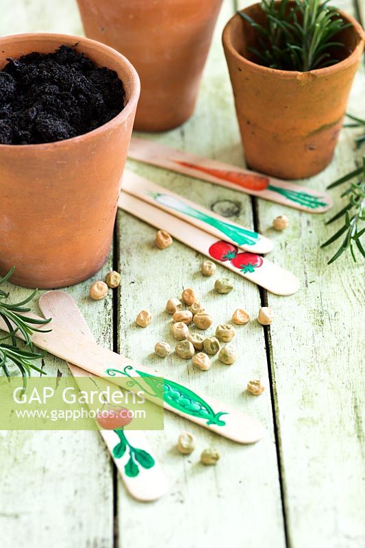 Bâtons de sucette glacée décorés comme étiquettes de légumes