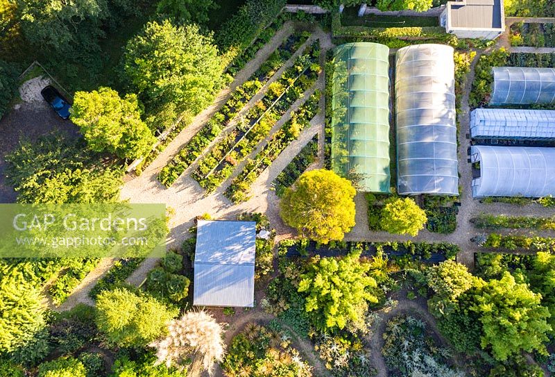 Pan Global Plants, Frampton sur Severn, Gloucestershire, Royaume-Uni - Image prise à partir d'un drone.