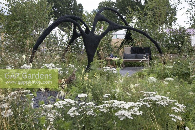 Passerelle à la bombe noire dans le jardin des connexions au RHS Hampton Court Palace Garden Festival 2022