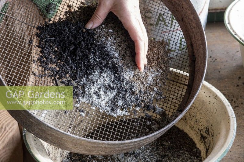 Créer votre propre compost de graines avec le bon mélange d'ingrédients. Tamiser les ingrédients dans un bol