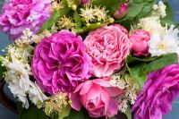 Bouquet de roses, de fleurs de sureau et de tilleul