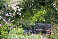 RHS garden Rosemoor, Devon - coin salon paisible dans la roseraie