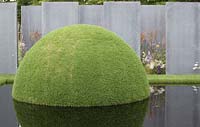 Jeu d'eau avec monticule d'herbe - Le Jardin de Vision Mondiale - Hampton Court Flower Show 2011