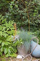 Poisson saule décoratif avec pot et bouée