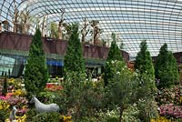 Le jardin méditerranéen et le baobab et le jardin d'arbres bouteille, Flower Dome, Gardens by the Bay, Singapour