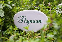 Étiquette de plante allemande pour Thymus. Thymian