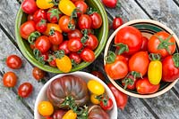 Collection de tomates maison, 'Rainbow Blend' F1, 'Rio grande' et 'Black from Tula'