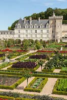 Le potager formel potager parterre au château de Villandry, vallée de la Loire, France. Un site du patrimoine mondial de l'UNESCO