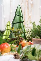 Décoration de Noël dans des tons de couleur verte et rouge