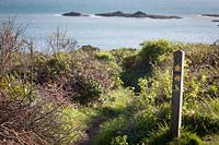 Poteau indicateur pour South West Coast Path, Lannacombe, South Devon