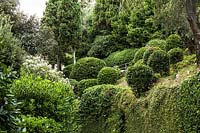 Jardins à la française de la Villa Agnelli Levanto, Italie.