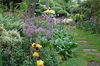 Alliums violets au jardin de méditation japonais Pure Land
