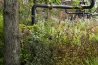 M and G Garden, transforme une friche urbaine en incorporant les anciens tuyaux ramollis par les plantes.