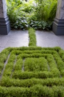 Un labyrinthe créé à partir de Sagina subulata - Irish Moss dans le pavage du Myeloma UK - A Life Worth Living Garden, gagnant d'or. Créateur : Chris Beardshaw