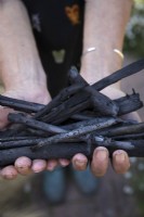 Méthode traditionnelle de fabrication du charbon de bois à partir d'aulne noir 