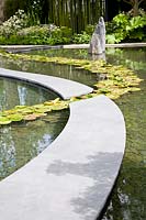 Jardin aquatique avec allée en pierre 