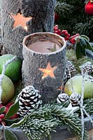 Décorations de Noël avec lanternes en écorce de bouleau 